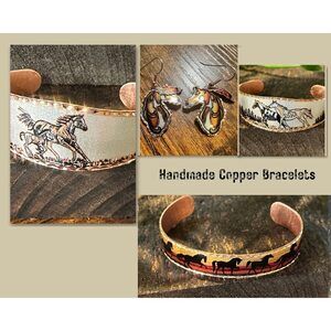 Handmade Boho Estuarian Cuff Bracelet, Horse and Pony Wide Cuff Bracelet, Gift